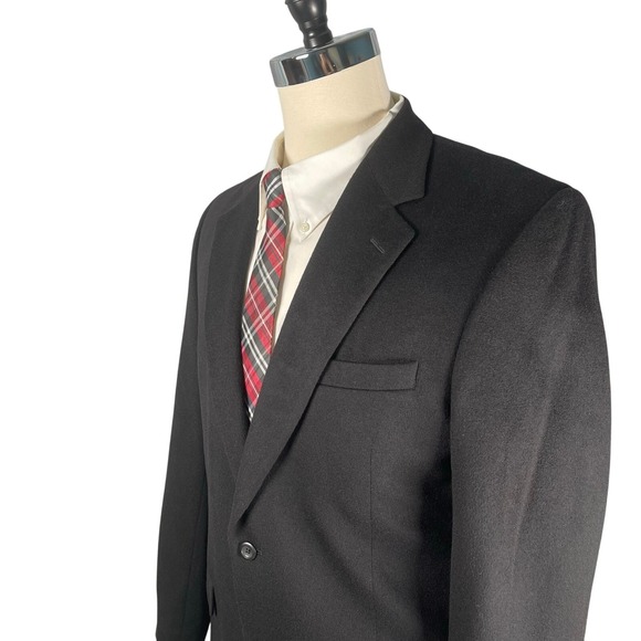 Jos A Bank Sport Coat Mens 41L Black 100% Cashmere Two Button Gordon